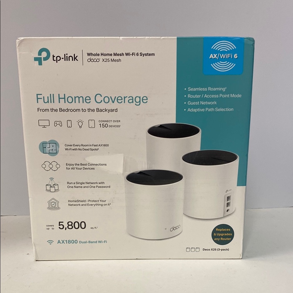 TP-Link Deco X25 Wi-Fi 6 System in White X25mesh 3 pack NEW